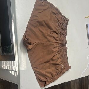 Brown Elastic Waist Shorts